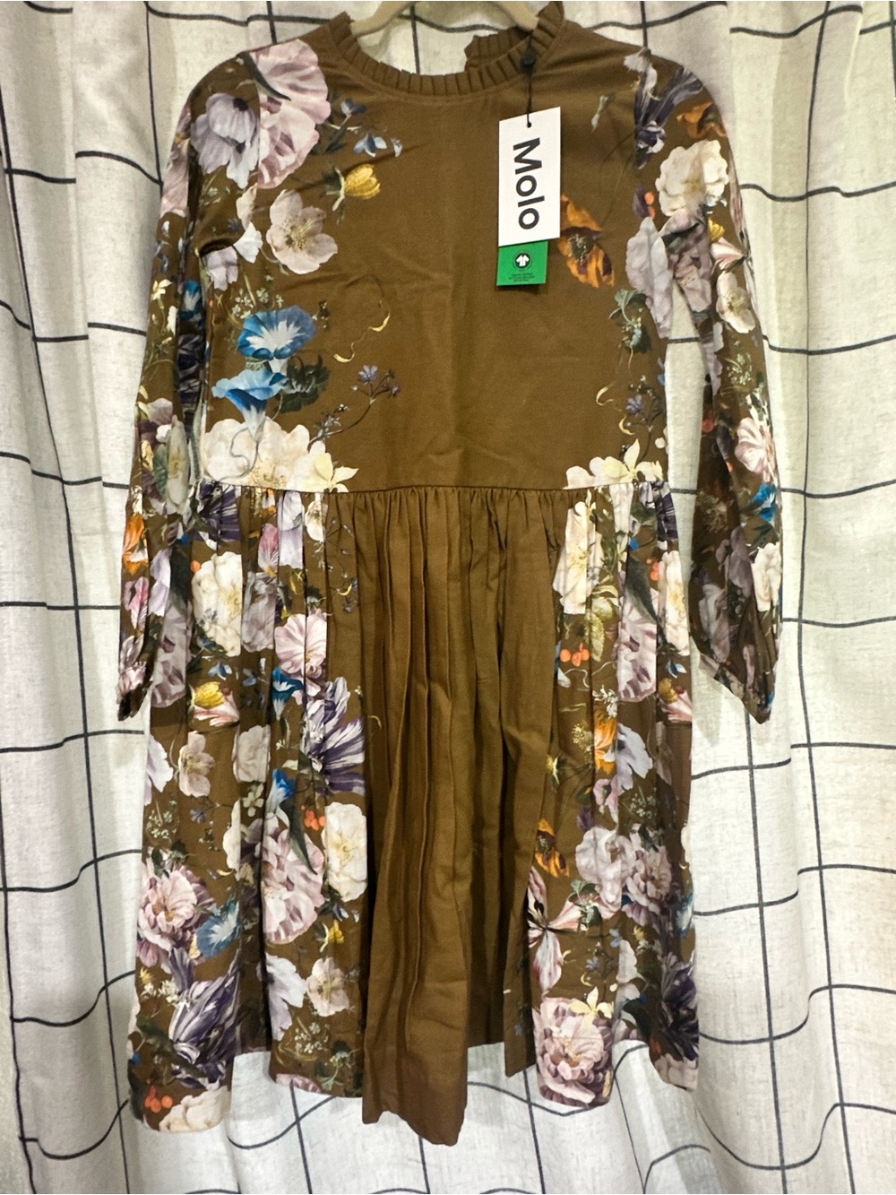 Molo Brown Floral Long Sleeve Girls' Dress
